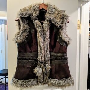 INC Faux fur & faux suede vest